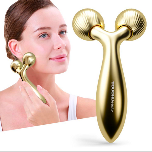 3D Face Roller Massager for Skin Tightening & Lifting | Manual Facial Massage Tool (Silver)