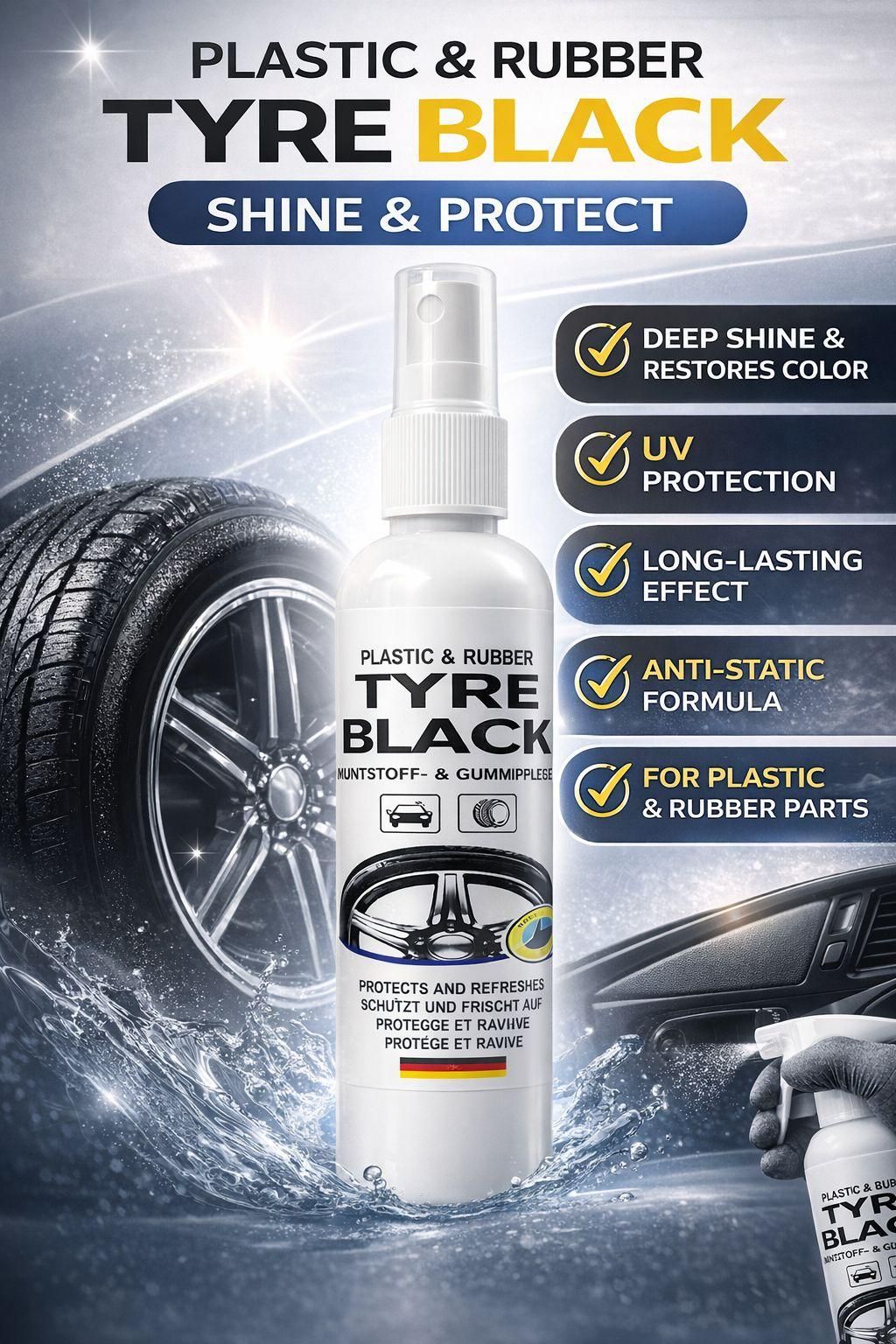 Plastic Rubber Tyre Shine Protector Spray 100 ml (Pack of 2)