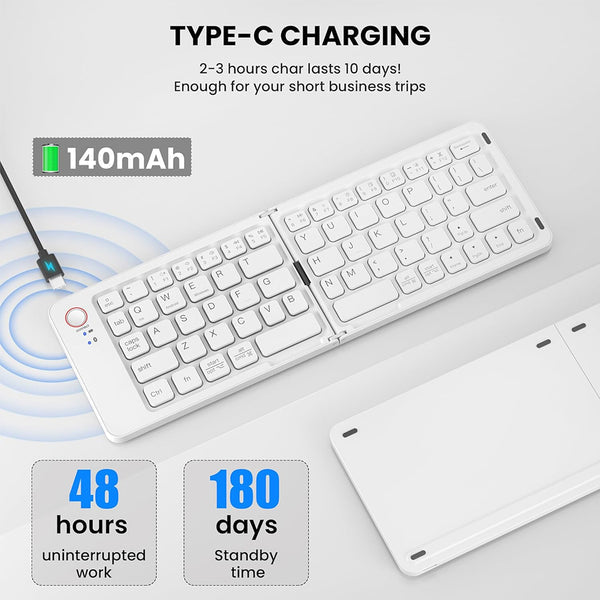 Portable Wireless Multi-Device Foldable Keyboard
