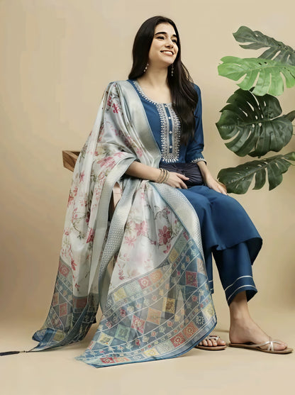 Women Rayon Kurti Set with Dupatta | Stylish A-Line Kurta for Daily & Festive Wear