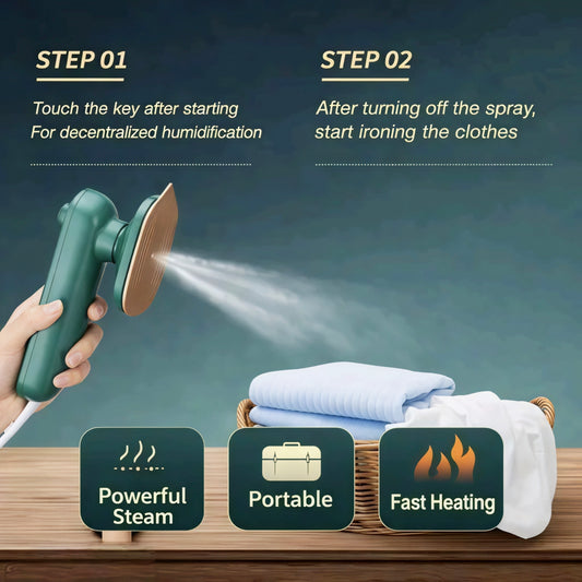 Mini Portable Electric Iron | Compact Handheld Travel Iron for Clothes | Quick Heat Press Iron (Green)